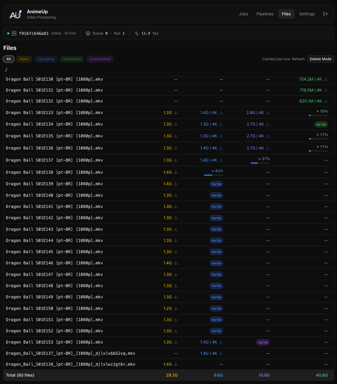 File picker browsing a folder tree of episodes
